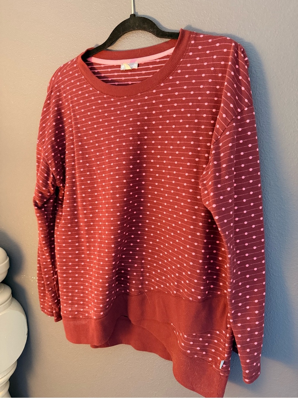 Talbots Rust Dot-Print Long Sleeve Sweatshirt